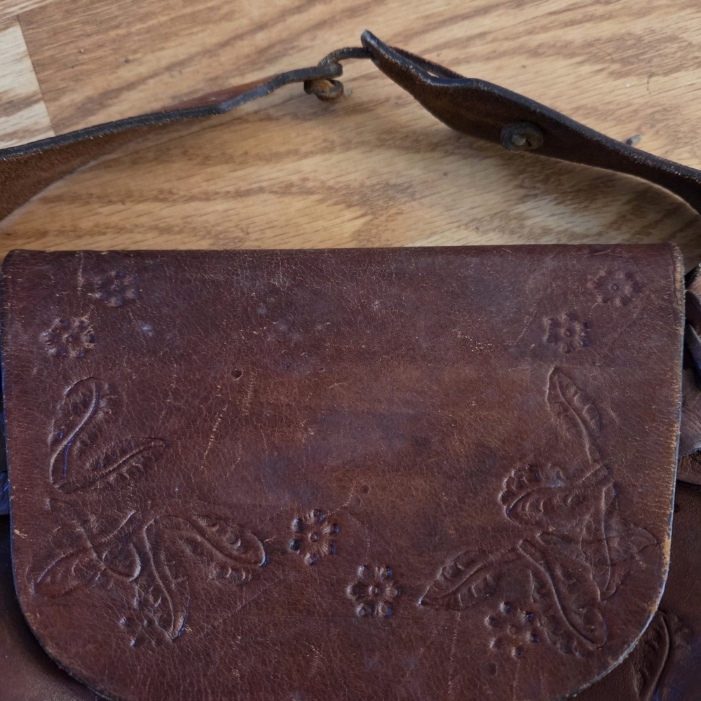 Vintage Tooled Leather Purse Handbag - Picture 2 of 8